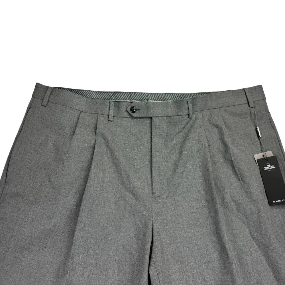 Michael Kors Mens Pleated Cuffed Solid Classic Fit Stretch Pants Gray 42x32